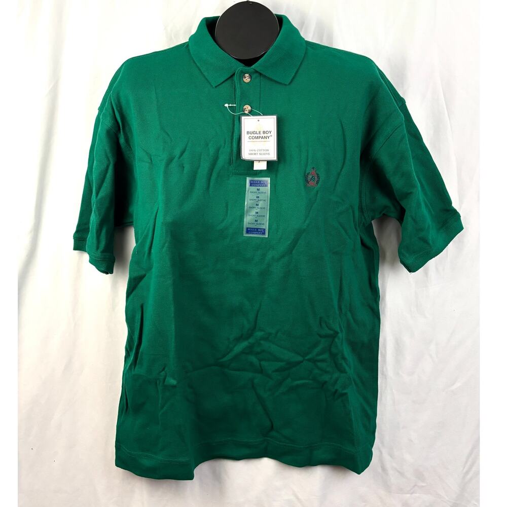 Vintage‎ Bugle Boy Company Green Polo Shirt Medium 100% Cotton Short Sleeve NWT